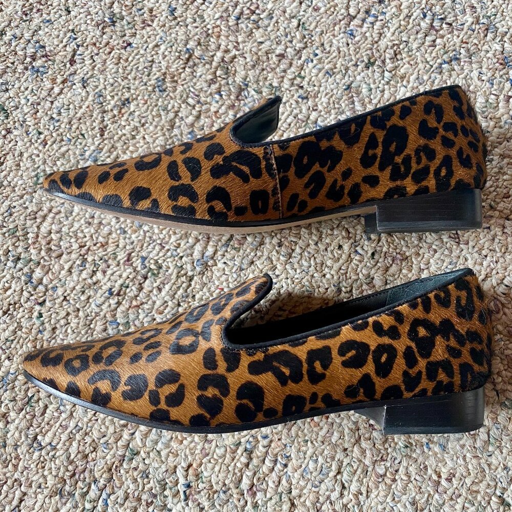 Schutz Graca Leopard Print Genuine Calf Hair Loafer Size 7.5B (Fits like Size 7)